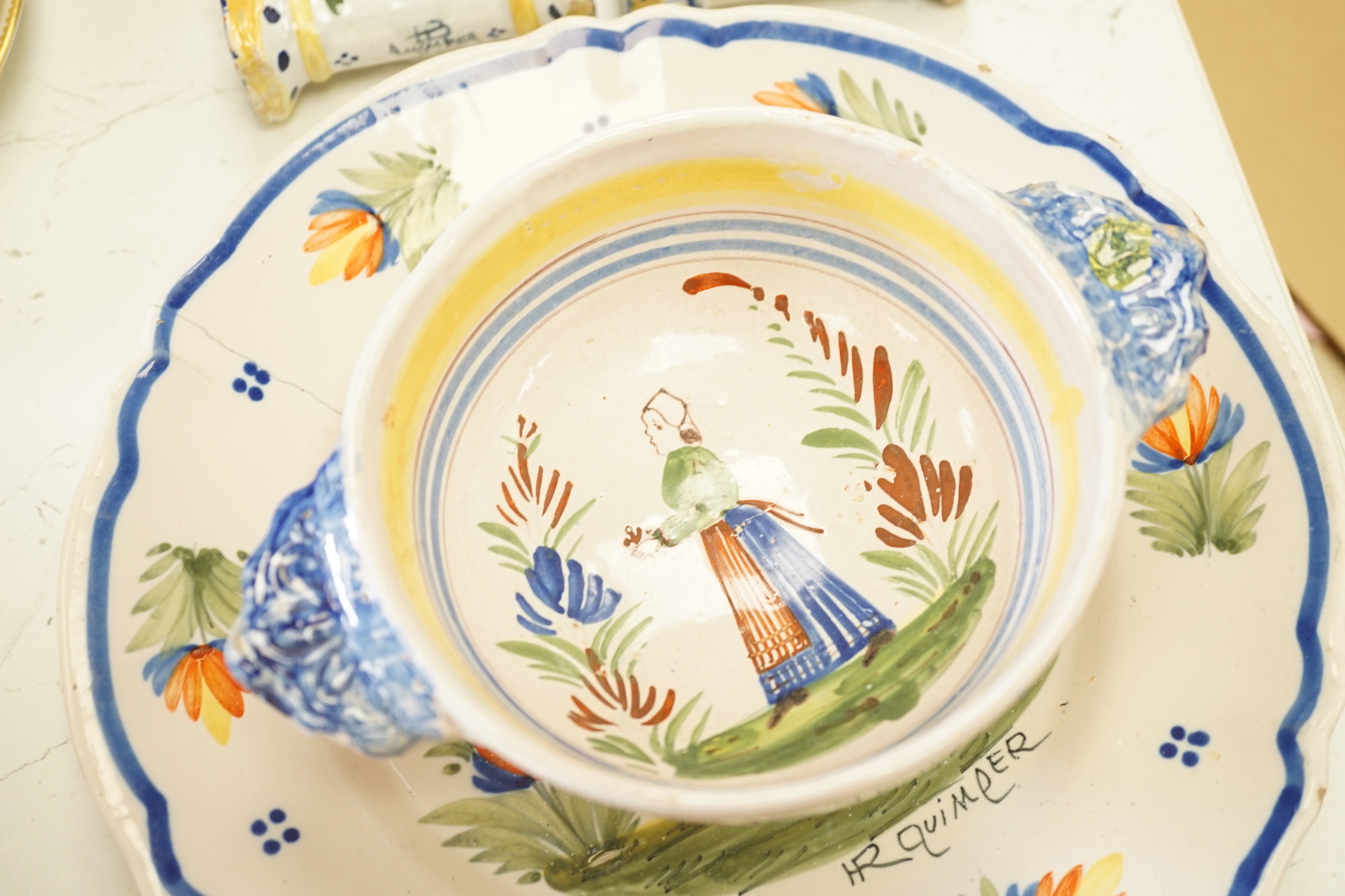 Assorted items of Quimper pottery (11)